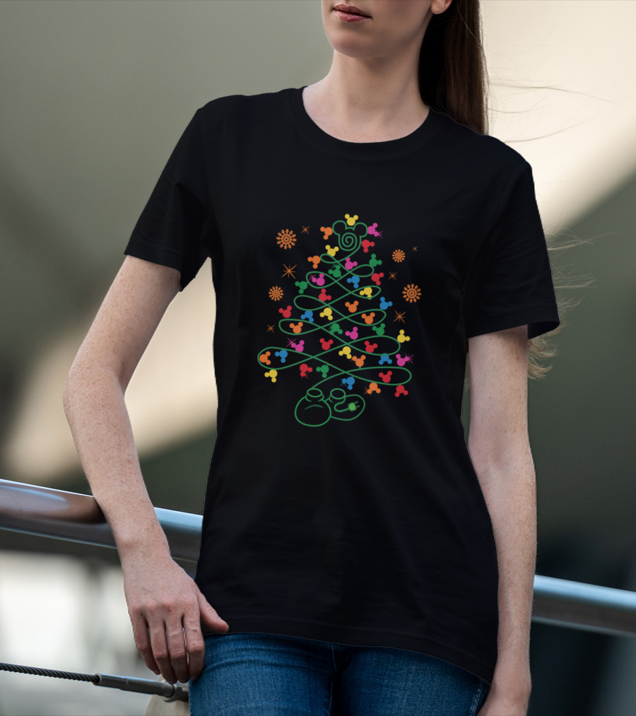 Mickey Mouse Holiday Tree With Colorful Lights T-Shirt