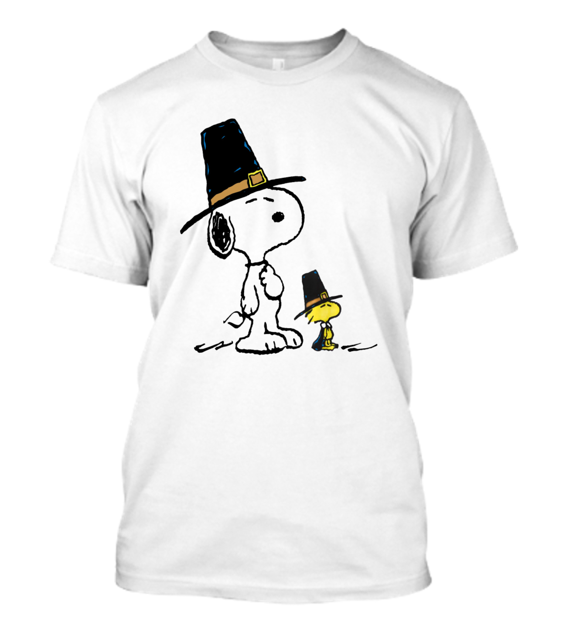 Peanuts Funny Snoopy Woodstock Thanksgiving Pilgrim Hat T-Shirt