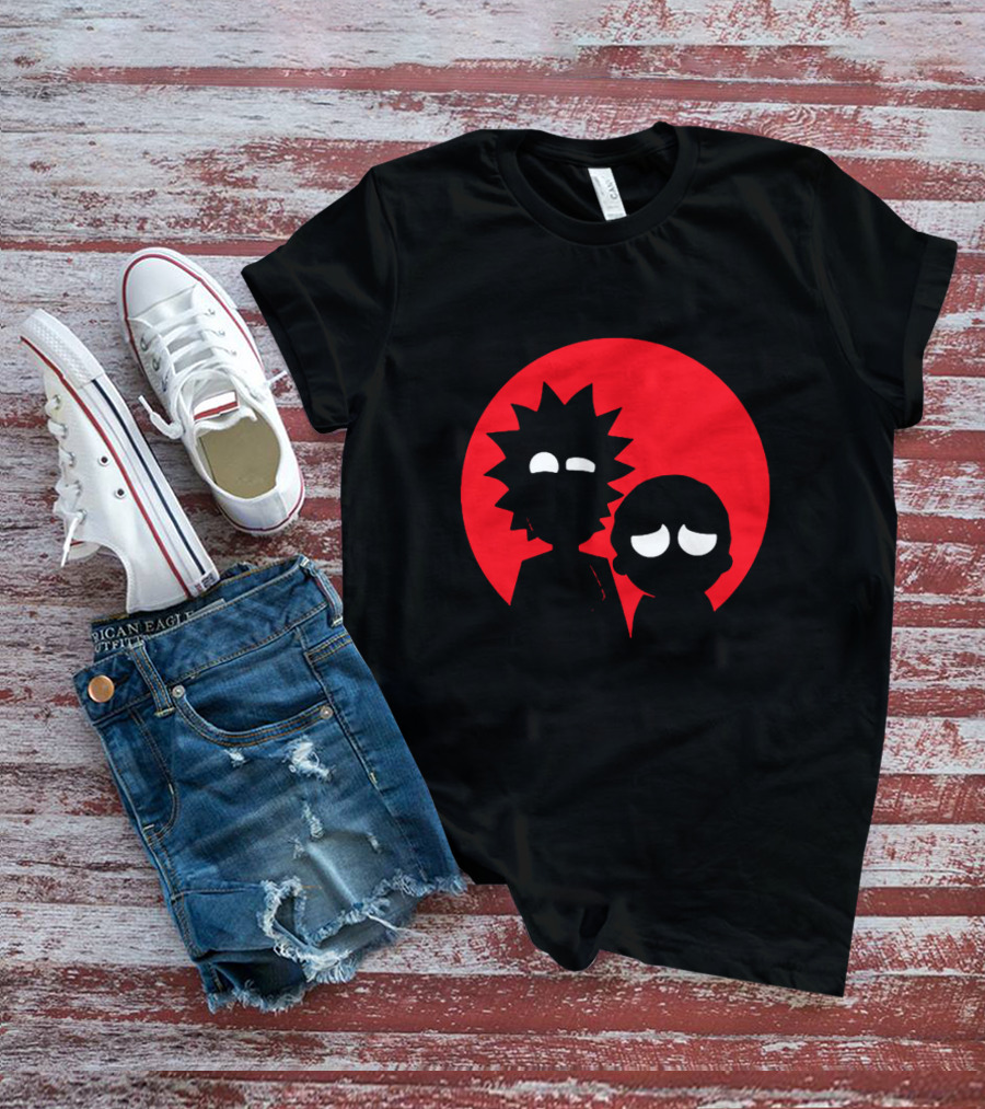 Rick And Morty Silhouette Red Sun Circle T-Shirt