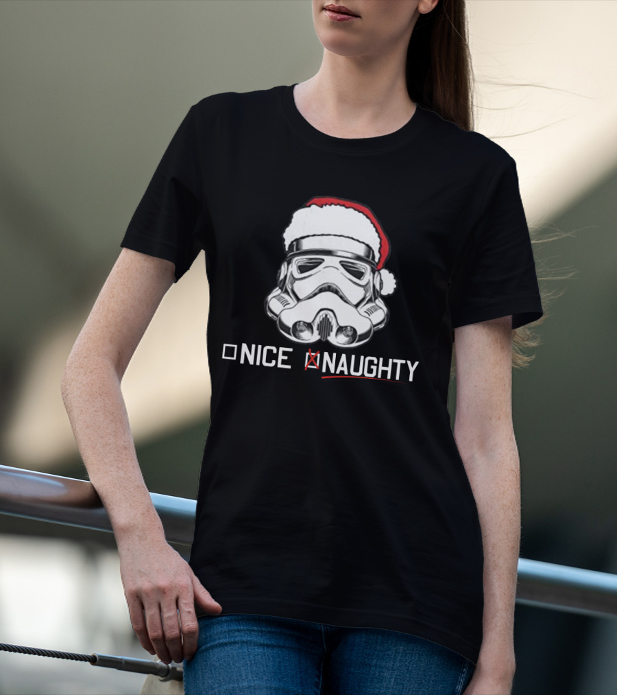 Star Wars Stormtrooper Santa Hat Naughty List Christmas Holiday Humor T-Shirt