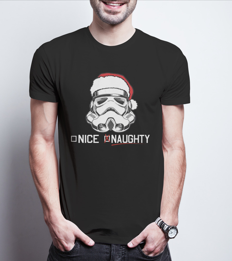 Star Wars Stormtrooper Santa Hat Naughty List Christmas Holiday Humor T-Shirt