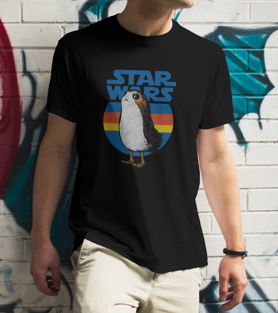 Star Wars The Last Jedi Porg Retro Stripe T-Shirt