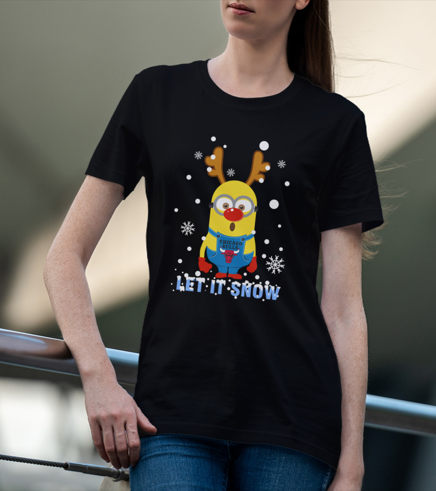 Chicago Bulls Minion Christmas Let It Snow T-Shirt