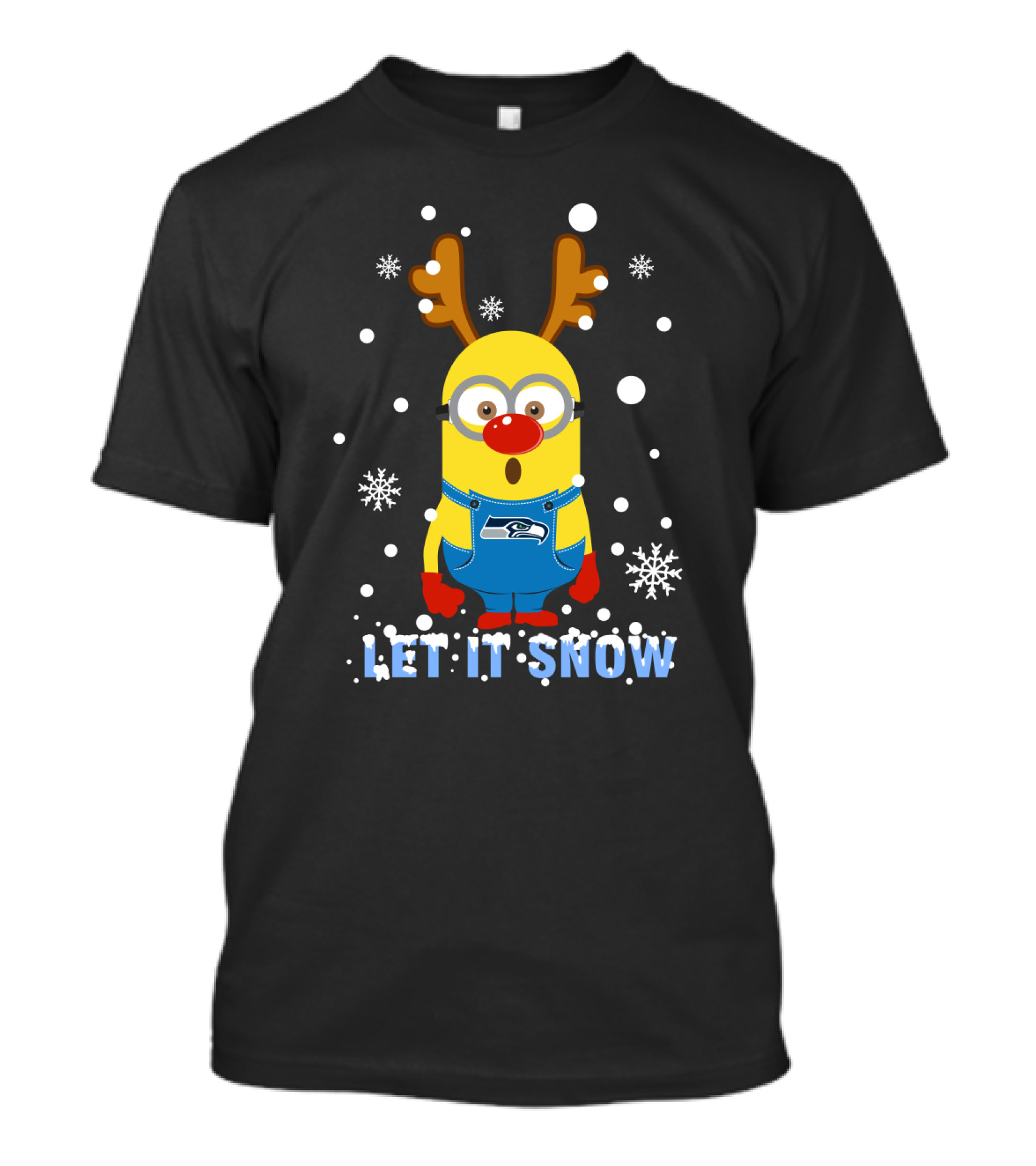 Let It Snow Minion Seattle Seahawks Christmas Fun T-Shirt