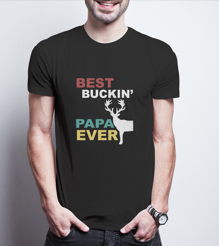 Best Buckin' Papa Ever Deer Antler T-Shirt