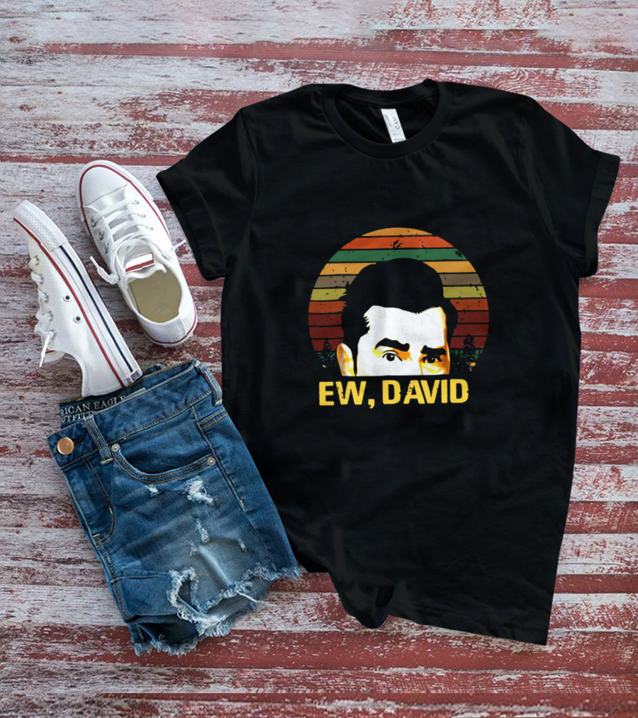Retro Ew David Rose Multicolor Stripes Portrait T-Shirt