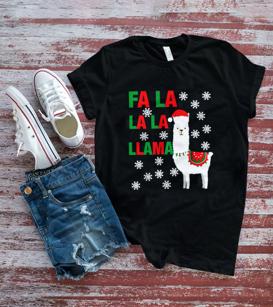 Fa La La La Llama Christmas Snowflake Holiday T-Shirt