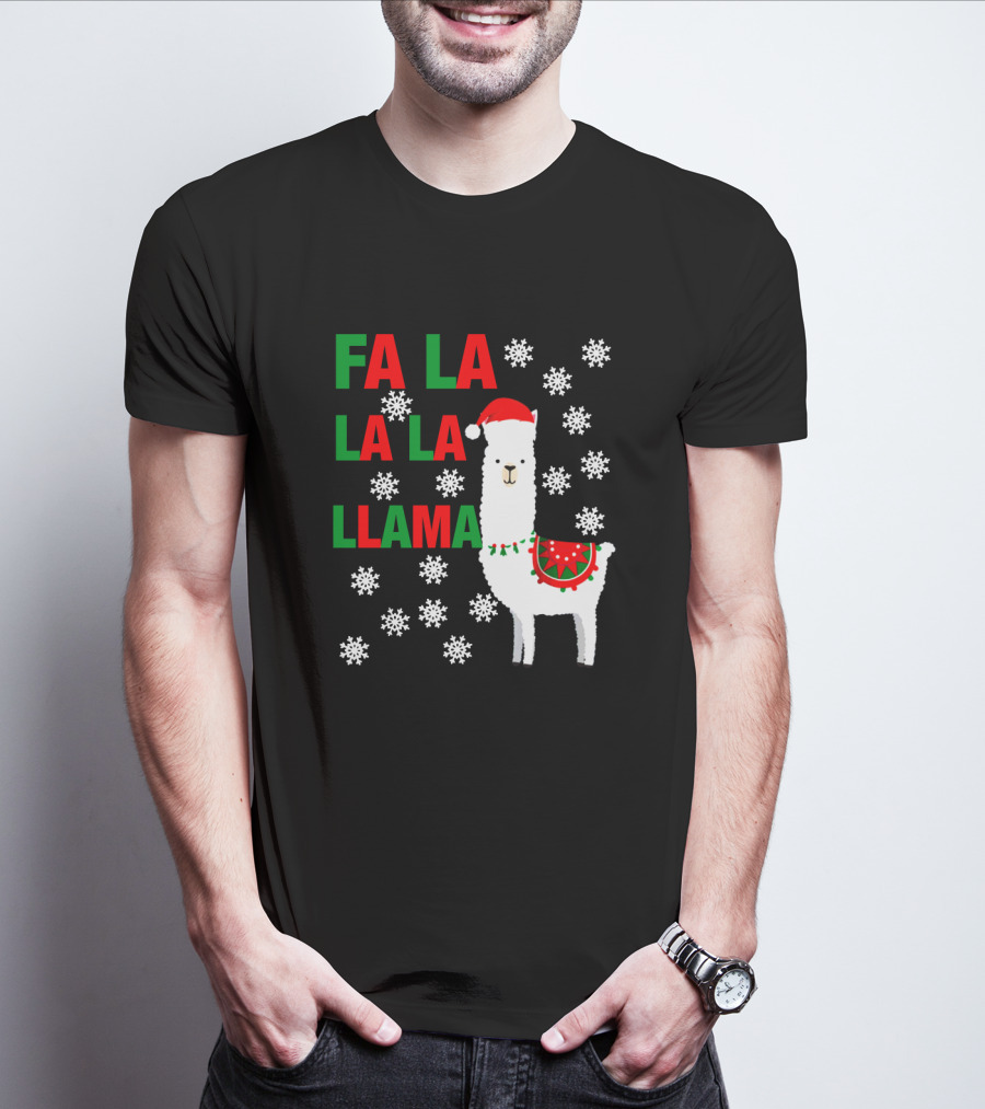 Fa La La La Llama Christmas Snowflake Holiday T-Shirt