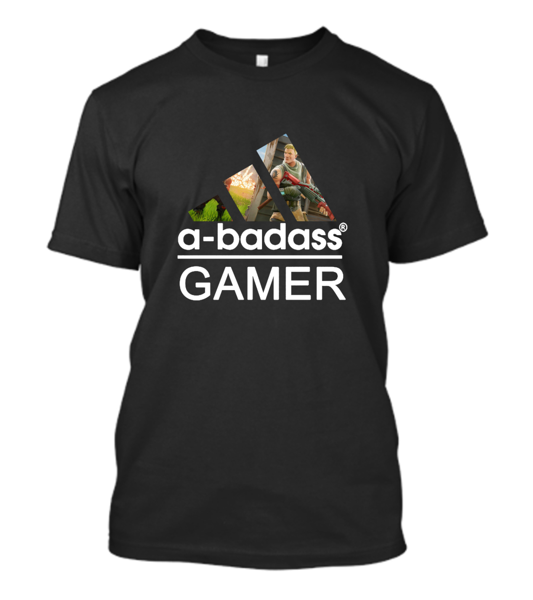 Fortnite A Badass Gamer Triangular Logo Style T-Shirt