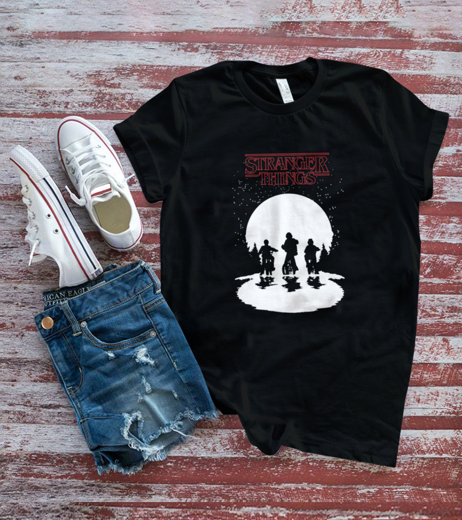 Stranger Things Moonlight Bike Adventure Silhouette T-Shirt
