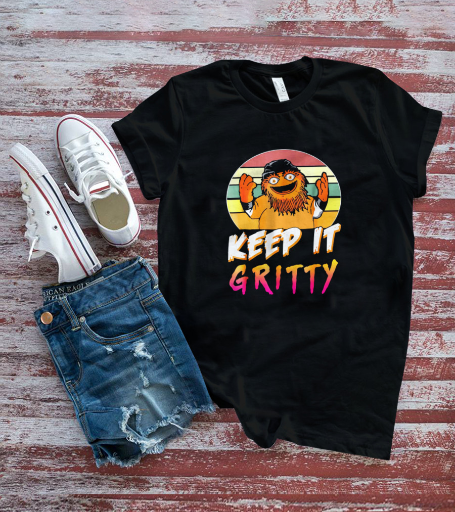 Keep It Gritty Vintage-Style Retro Colors With Orange Furry Character T-Shirt