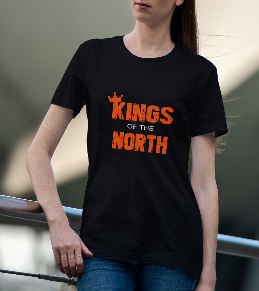 Kings Of The North Crown Symbol Bold Orange Typography T-Shirt