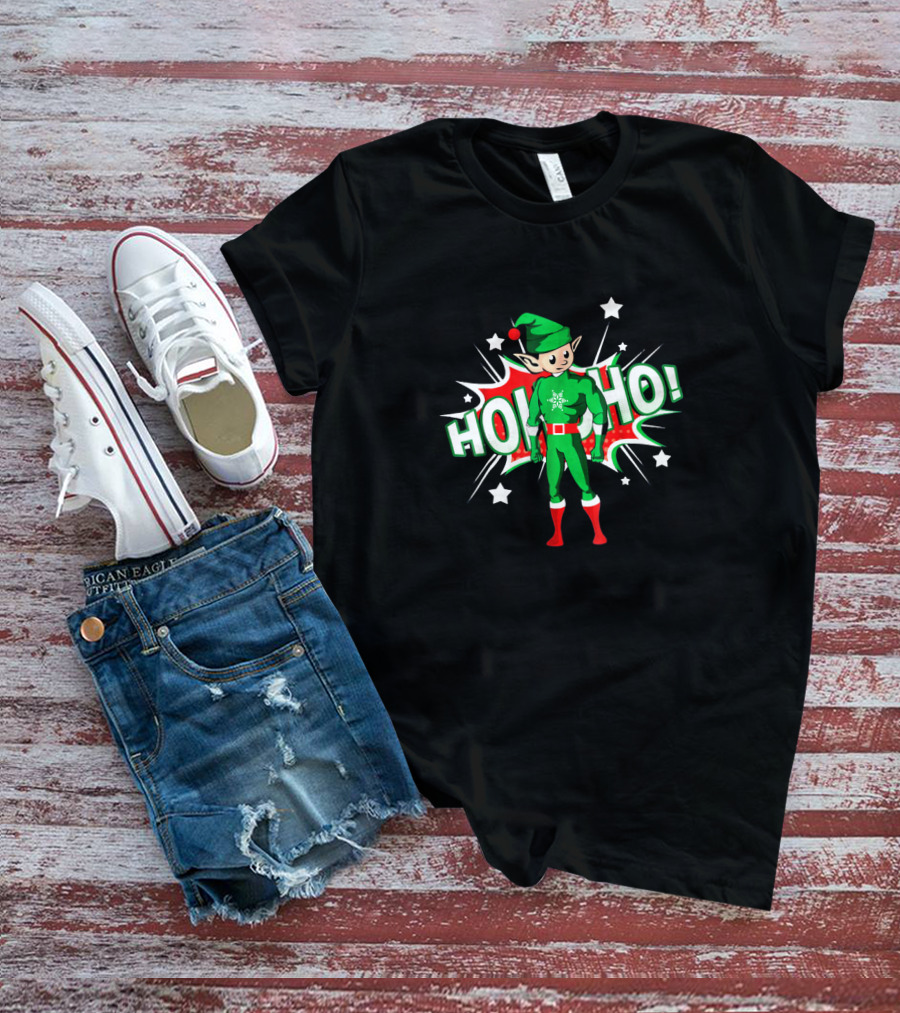 Ho Ho Superhero Elf Holiday Festive Costume Explosion T-Shirt