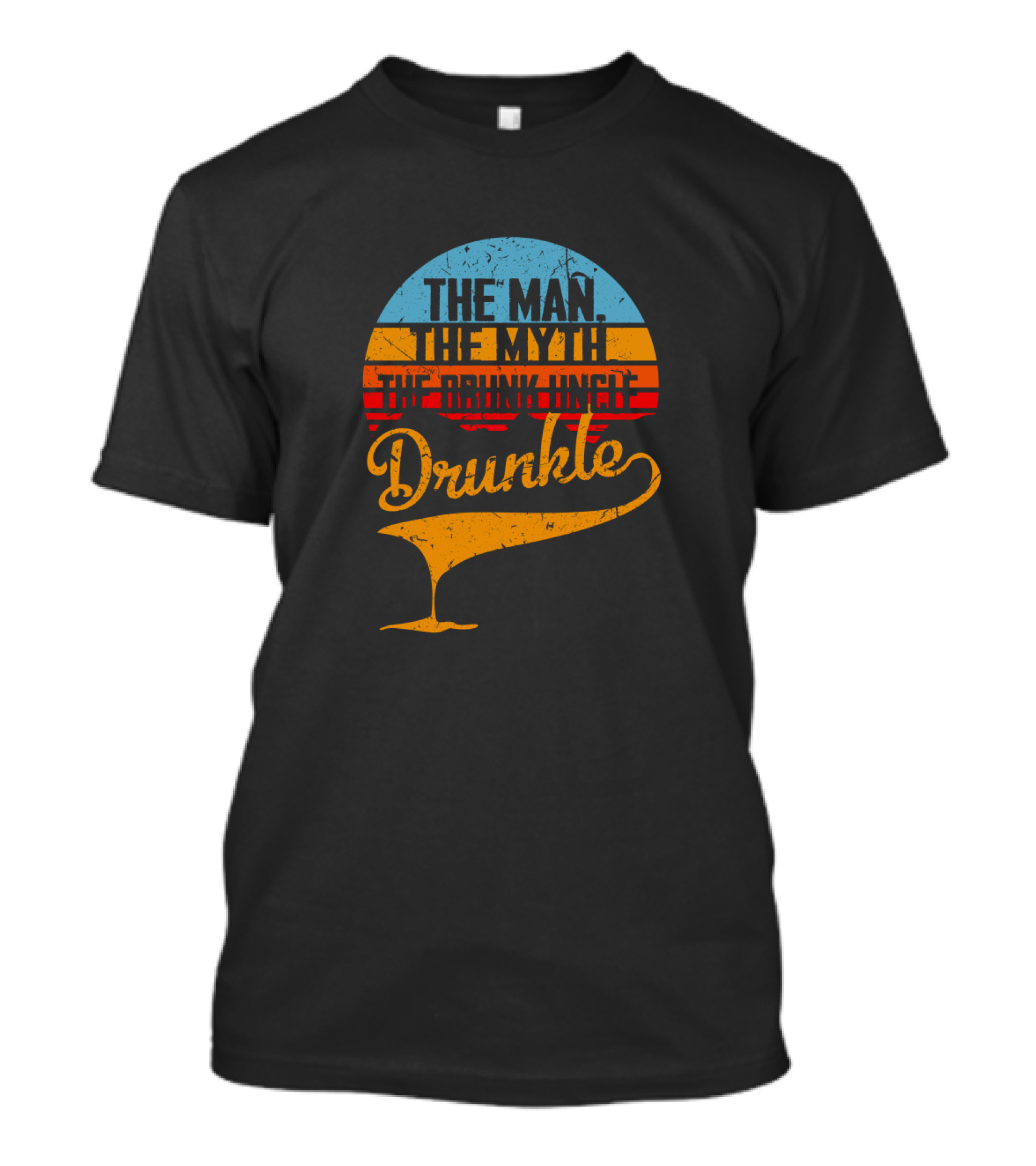 The Man The Myth The Drunk Uncle Drunkle Retro Sunset T-Shirt