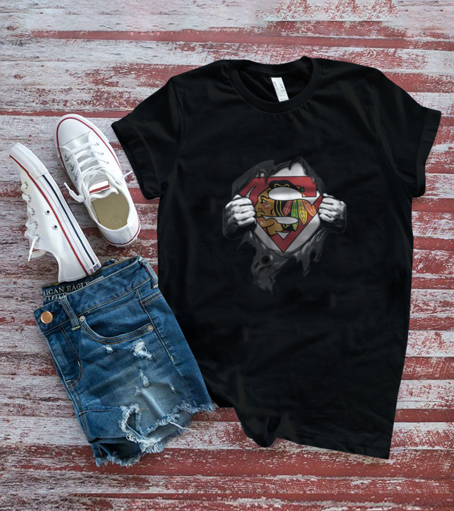 Chicago Blackhawks Superman Logo Fans Collaboration T-Shirt