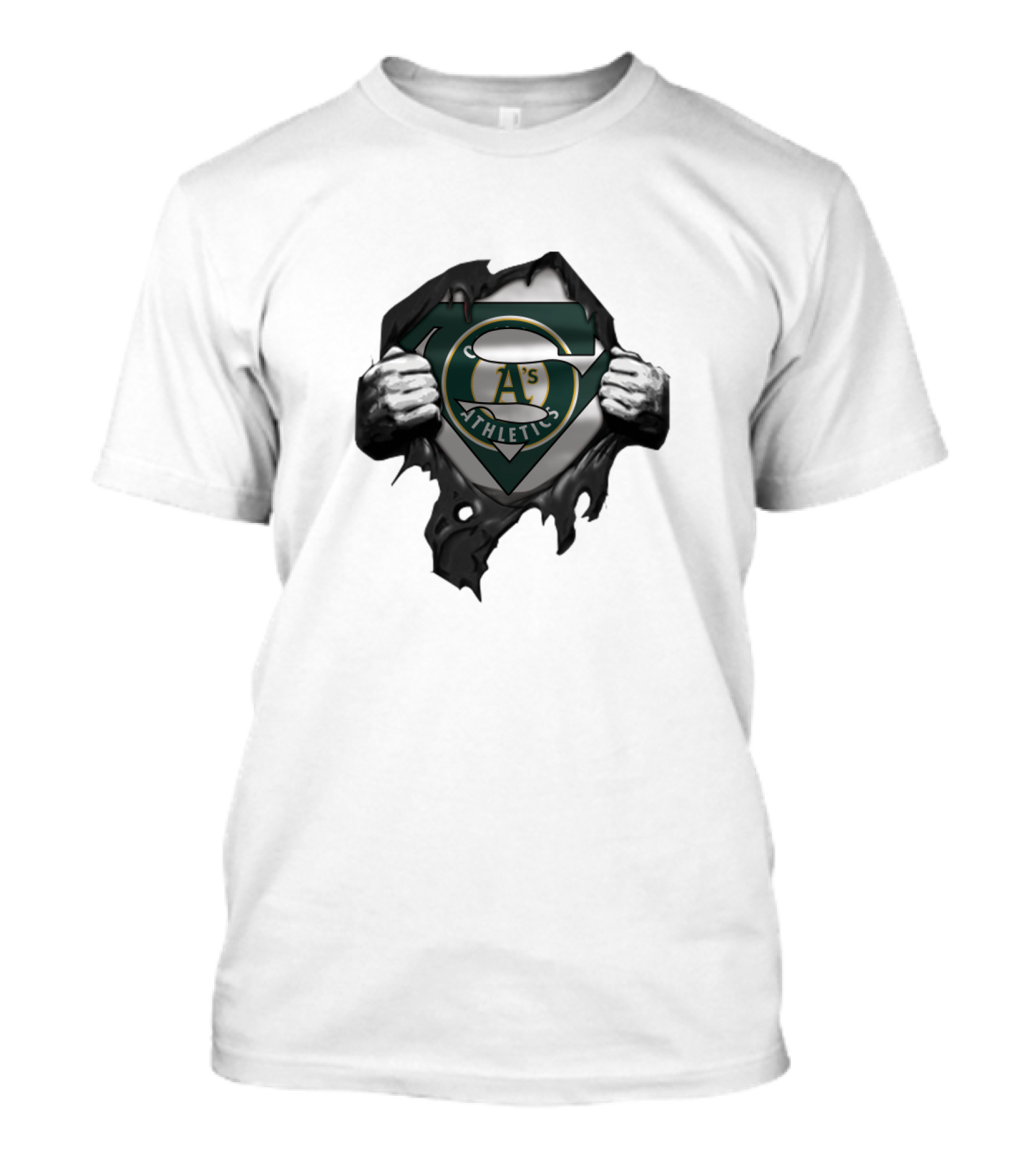 Oakland Athletics A's Logo With Superman Shield Hands T-Shirt
