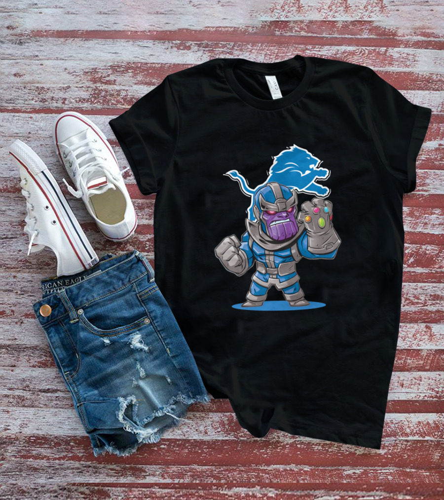 Thanos Meets Detroit Lions Fans Infinity Gauntlet Crossover T-Shirt