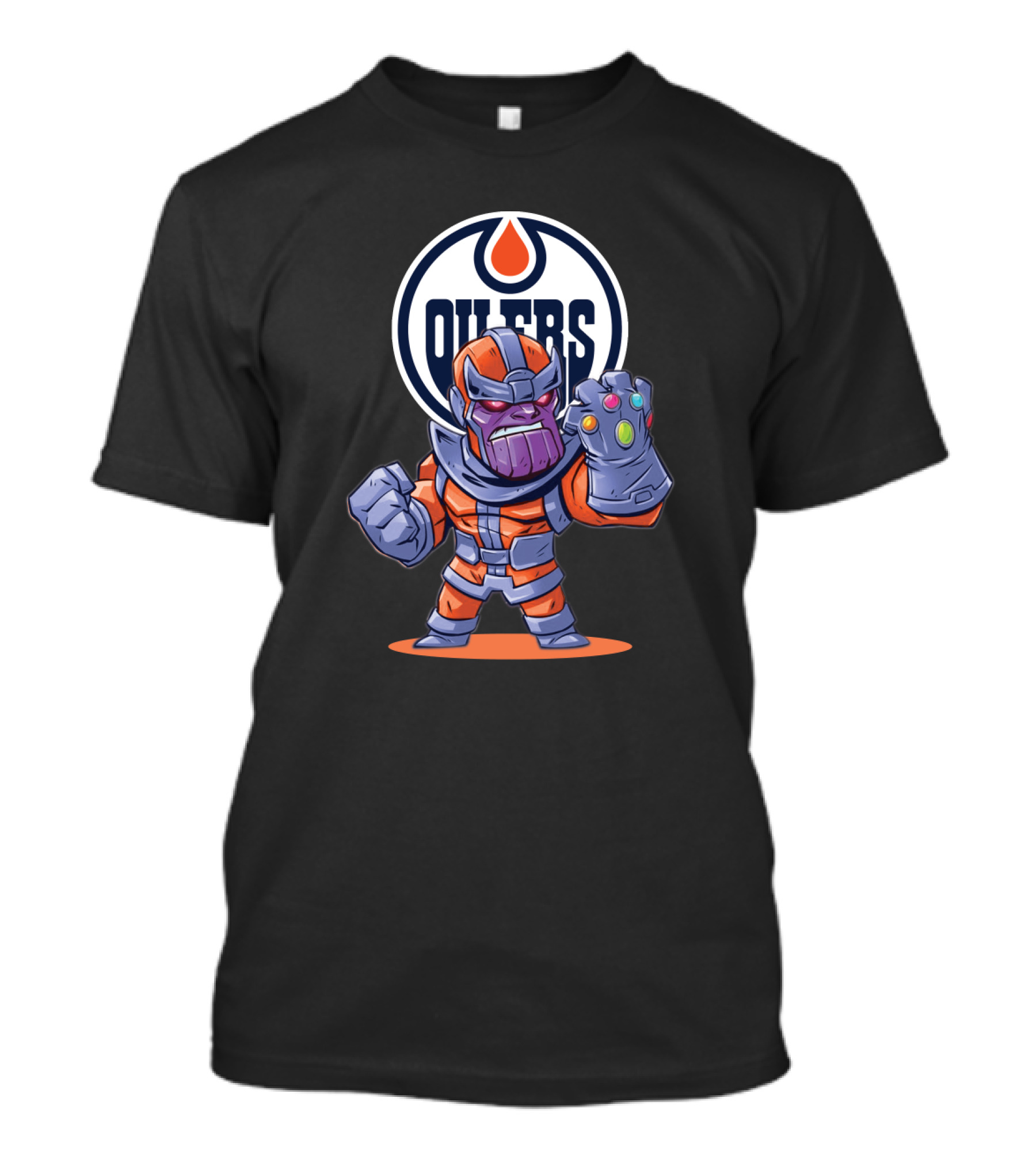 Thanos In Edmonton Oilers Colors Standing Strong With Oilers T-Shirt