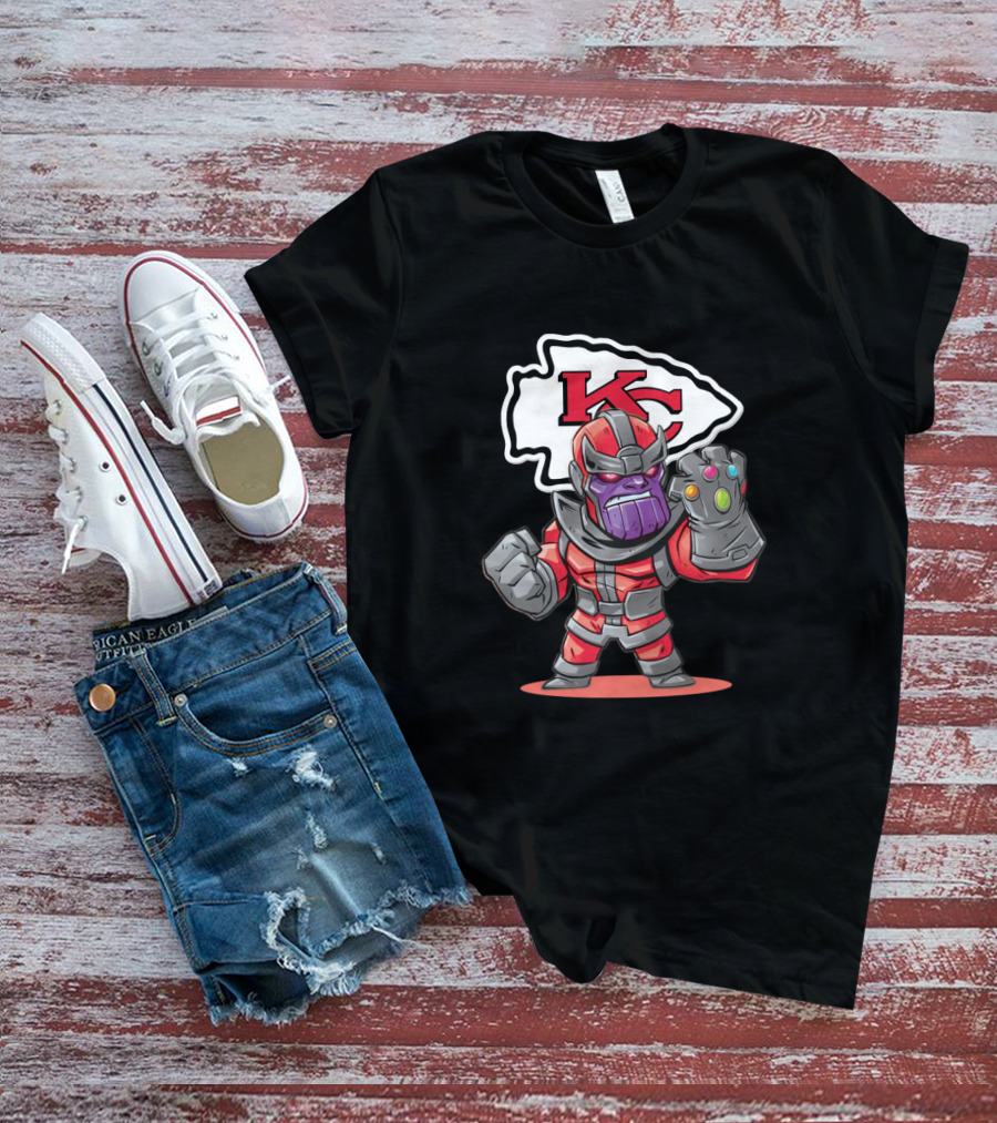 Kc Thanos With Infinity Gauntlet Chiefs Fan T-Shirt