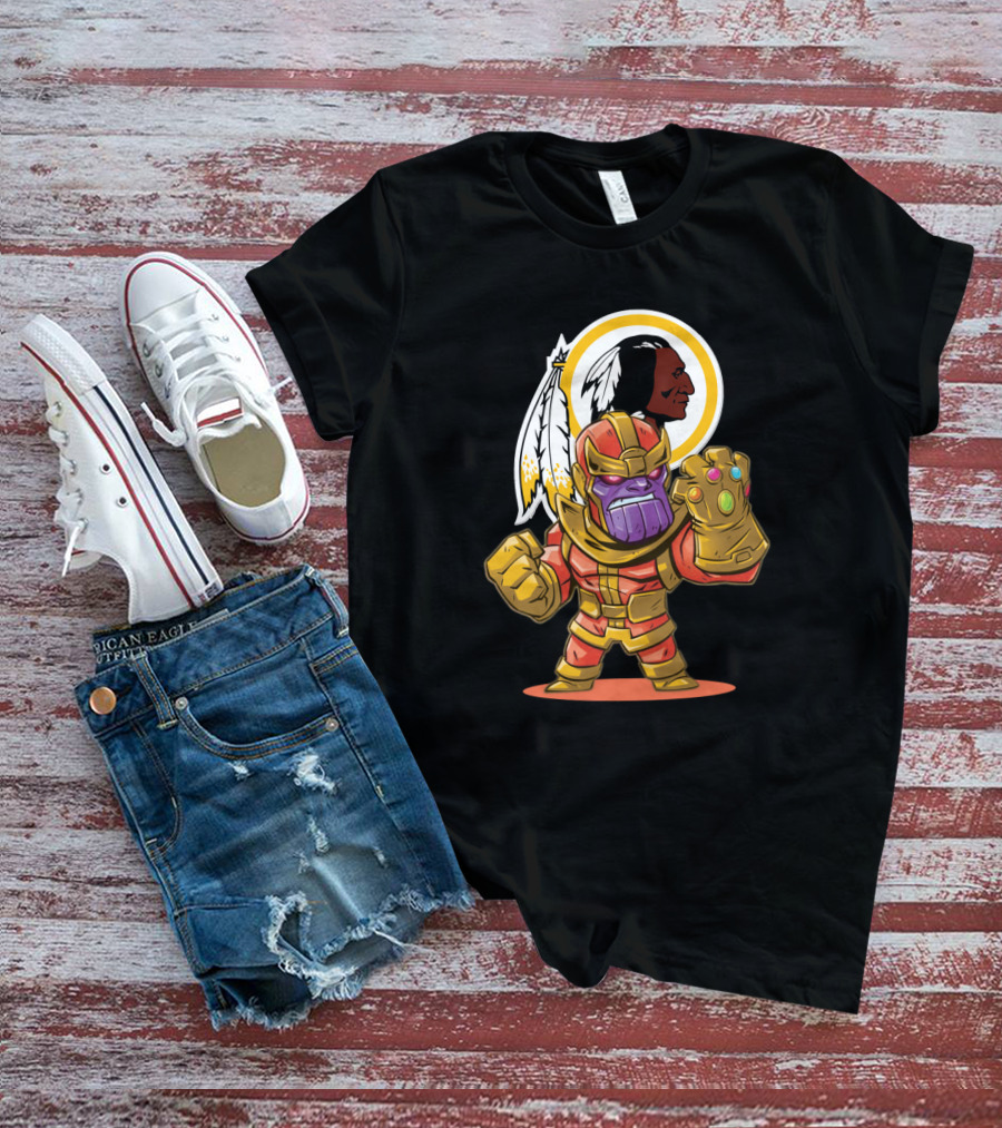Thanos In Washington Redskins Colors With Infinity Gauntlet T-Shirt