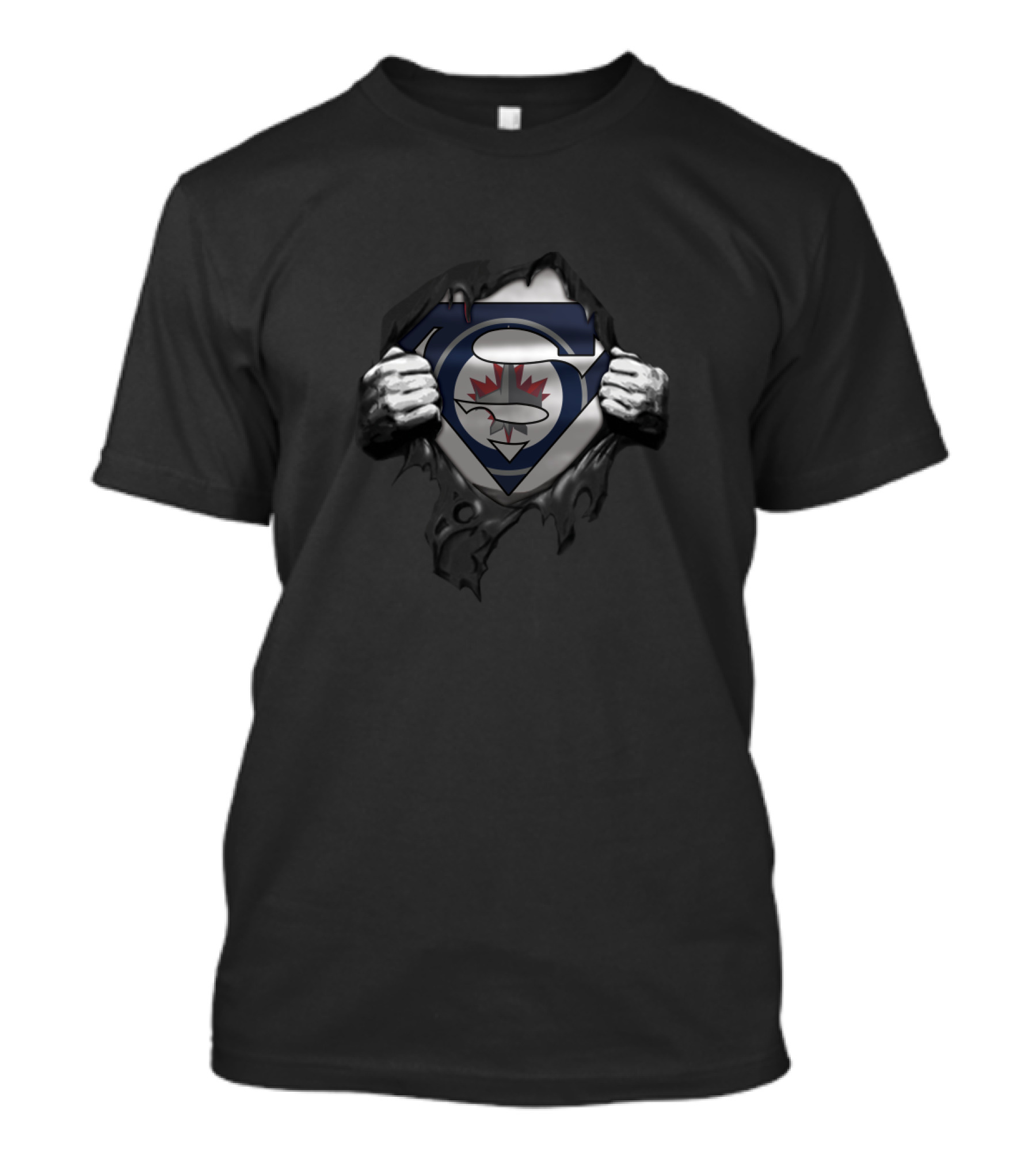 Superman Winnipeg Jets Logo Fans Superhero NHL Hockey Crossover T-Shirt