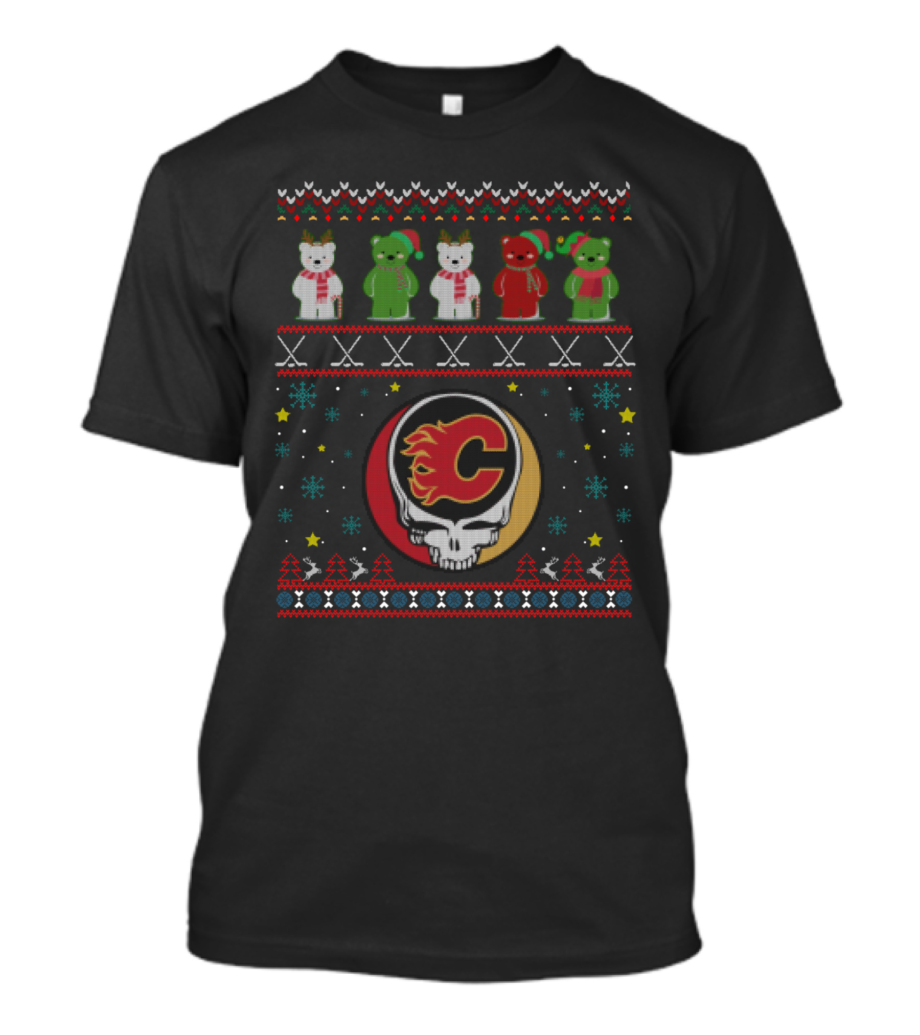 Calgary Flames Grateful Dead Bears Christmas T-Shirt
