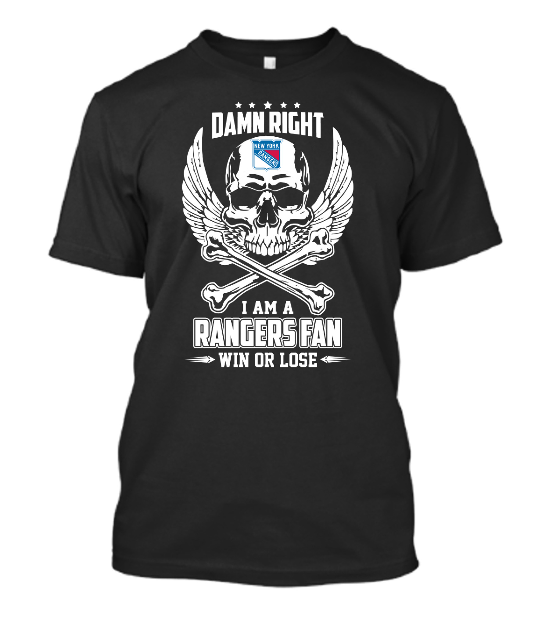Damn Right New York Rangers Fan I Am Win Or Lose T-Shirt