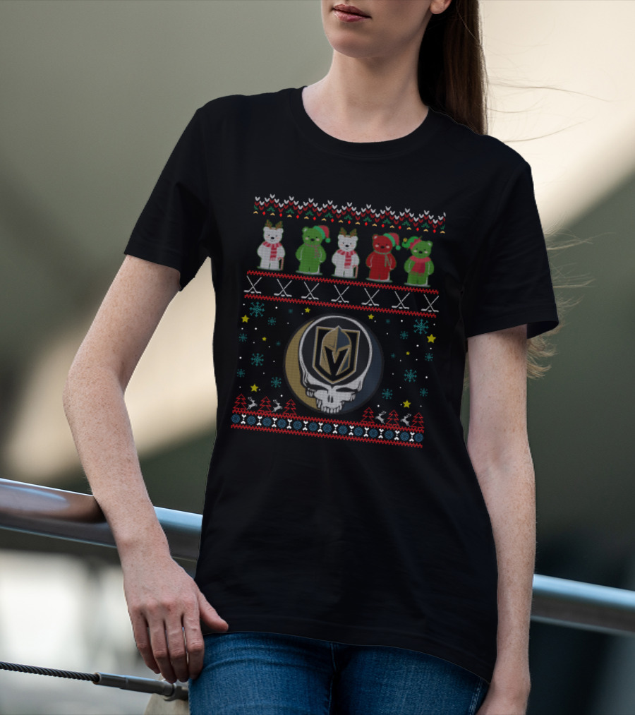 Vegas Golden Knights Grateful Dead Bears Holiday T-Shirt