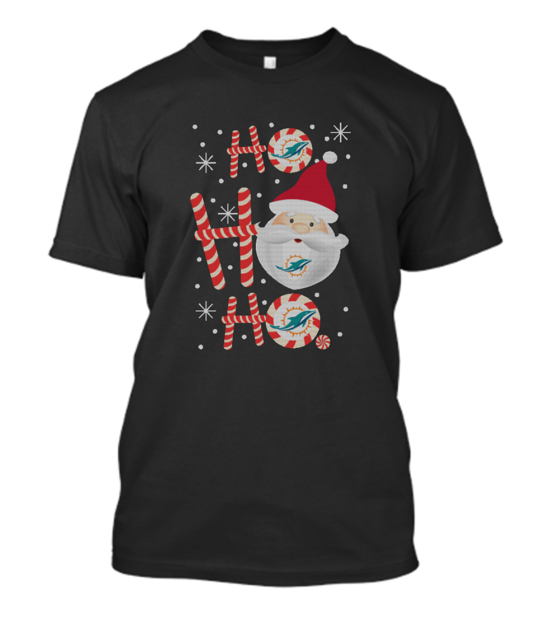 Ho Ho Ho Miami Dolphins Christmas Santa Hat Fan Celebration T-Shirt