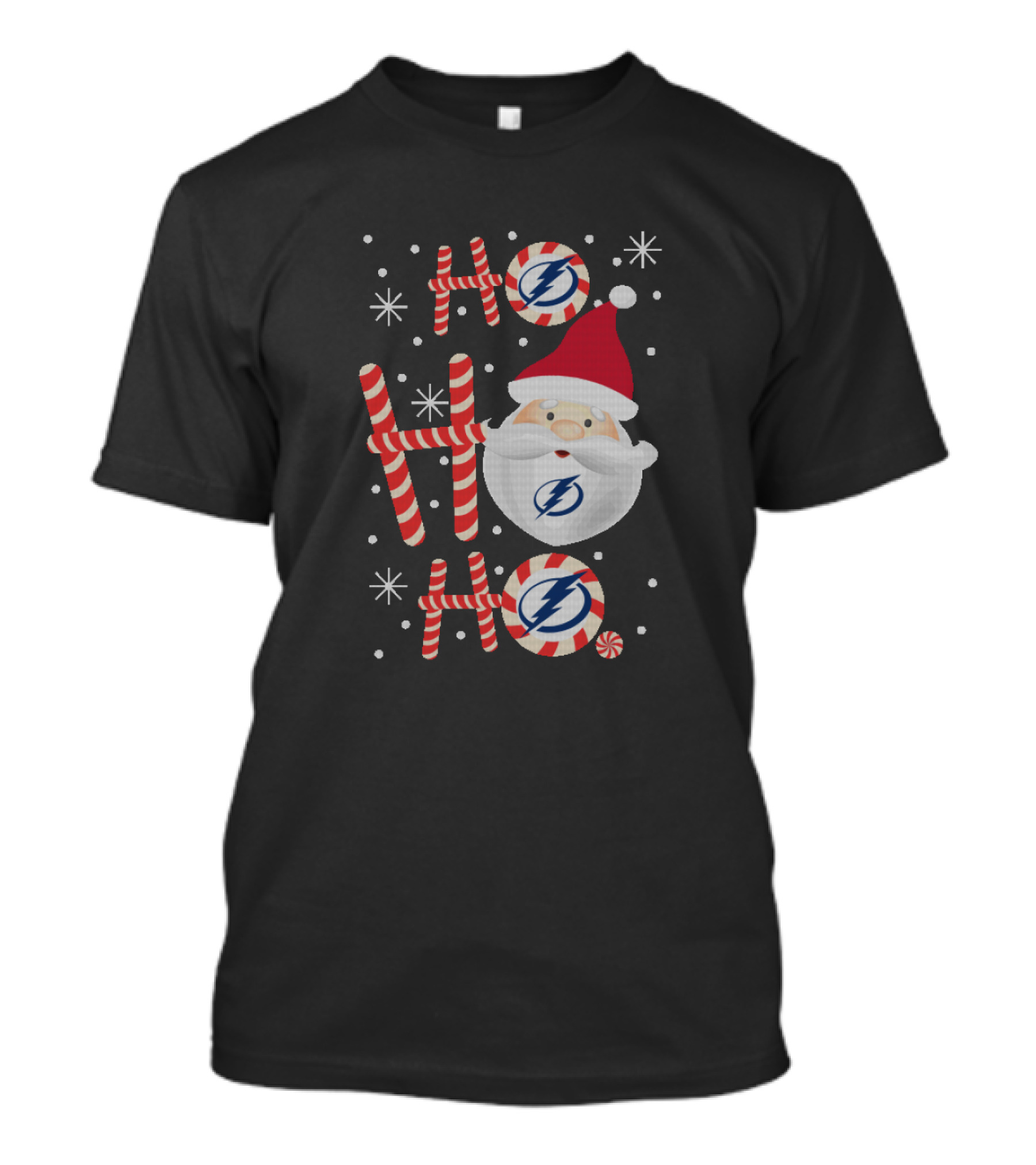 Ho Ho Ho Tampa Bay Lightning Santa Candy Cane Xmas Fans T-Shirt