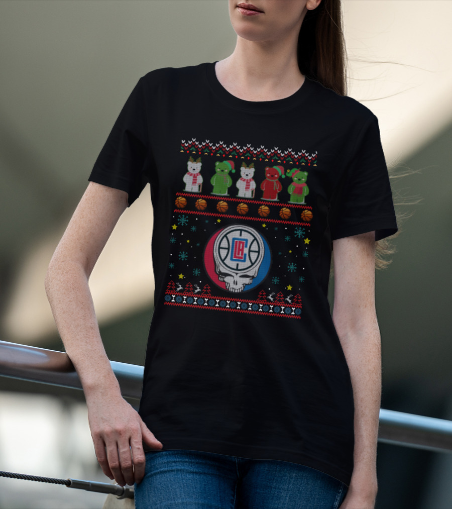 La Clippers Grateful Dead Bears Christmas Ugly T-Shirt