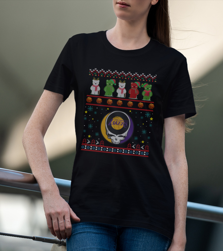 Los Angeles Lakers Grateful Dead Bears Christmas T-Shirt