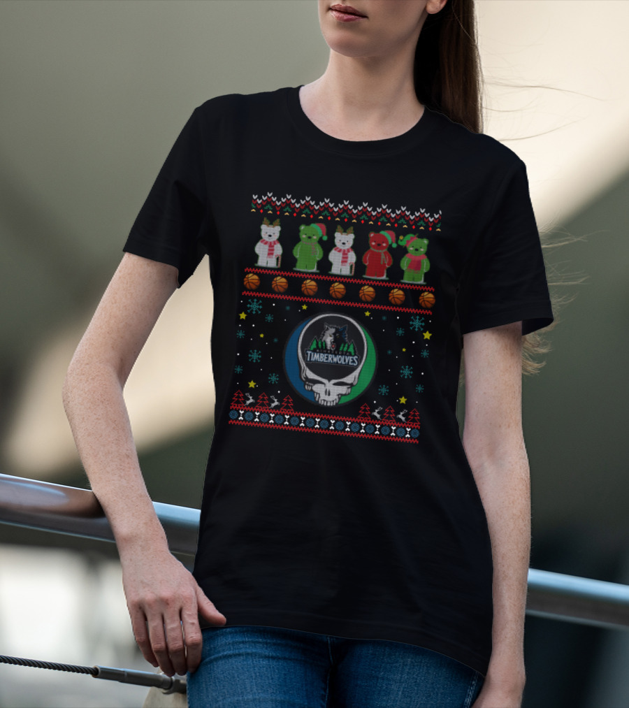 Grateful Dead Timberwolves Christmas Bears Holiday T-Shirt