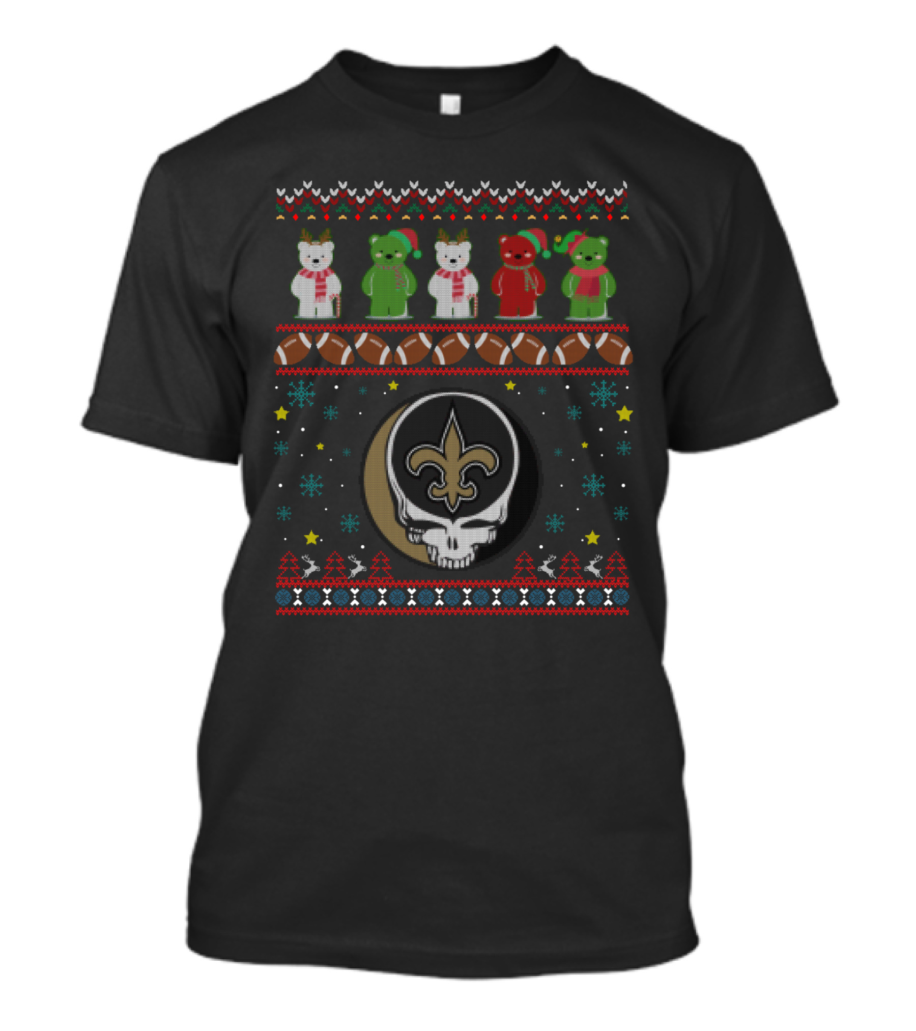 New Orleans Saints Grateful Dead Bears Christmas T-Shirt