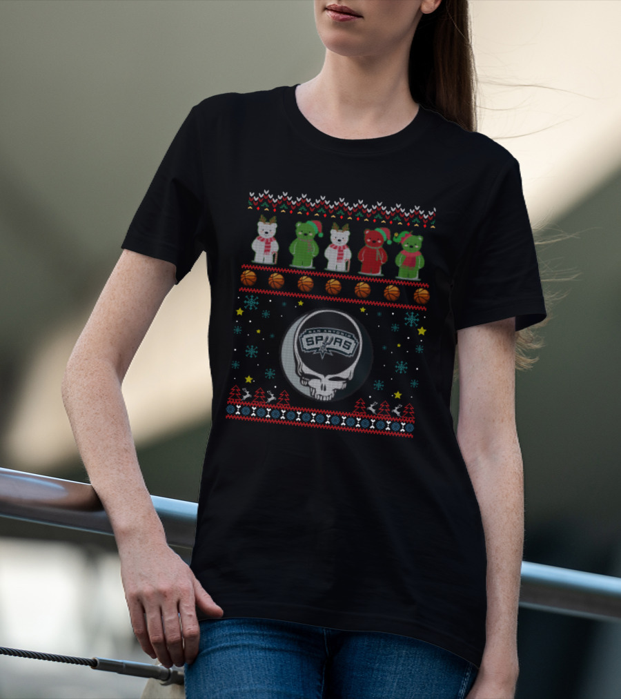 San Antonio Spurs Grateful Dead Bears Christmas T-Shirt