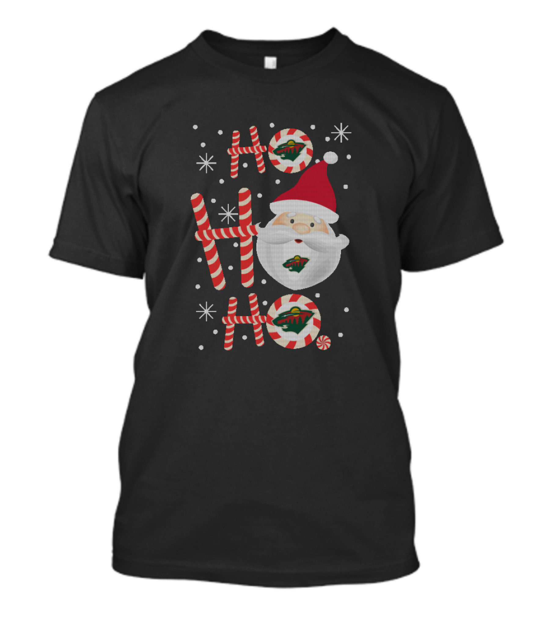 Minnesota Wild Santa Ho Ho Ho Xmas Holiday Fan T-Shirt
