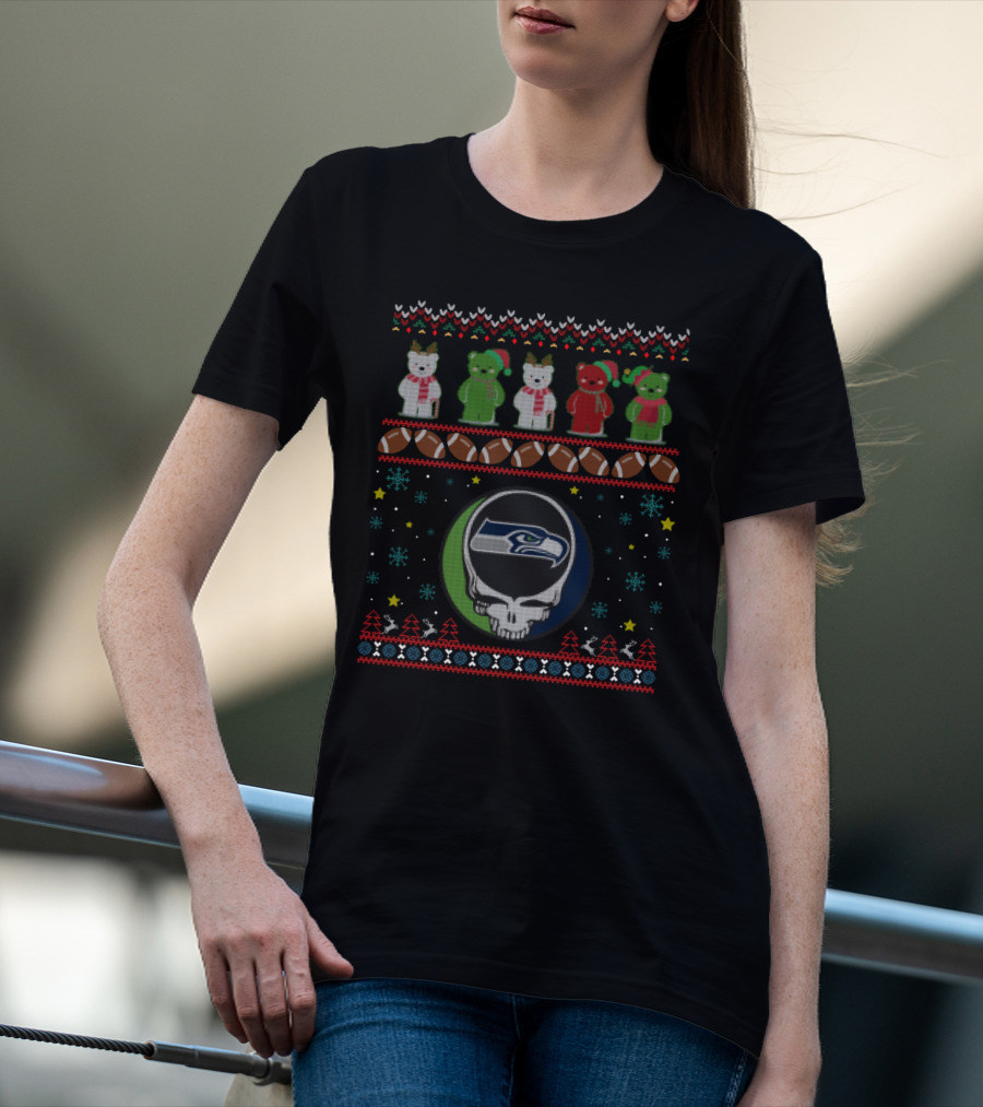 Seattle Seahawks Grateful Dead Bears Christmas T-Shirt