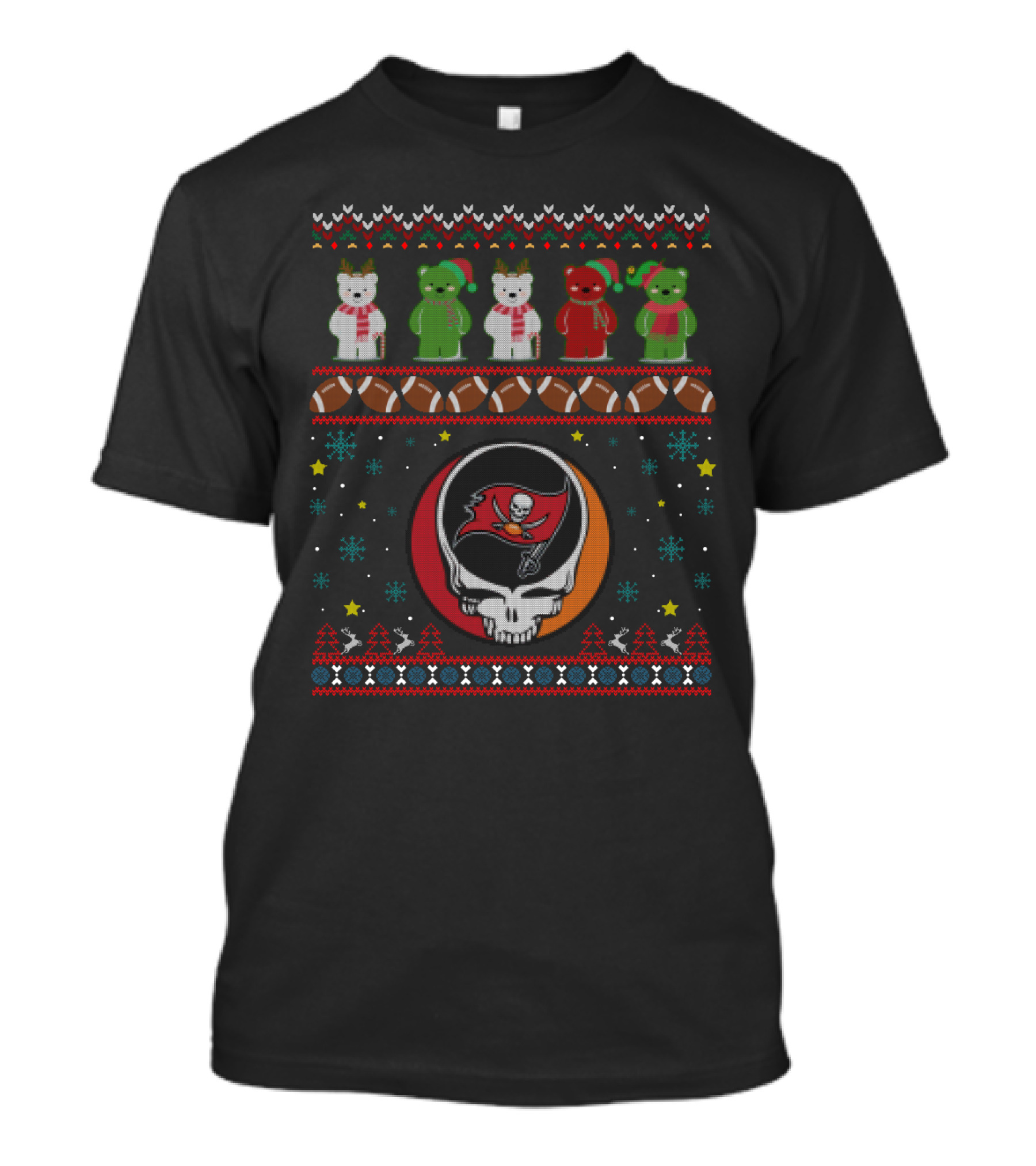 Tampa Bay Buccaneers Grateful Dead Bears Christmas Ugly T-Shirt