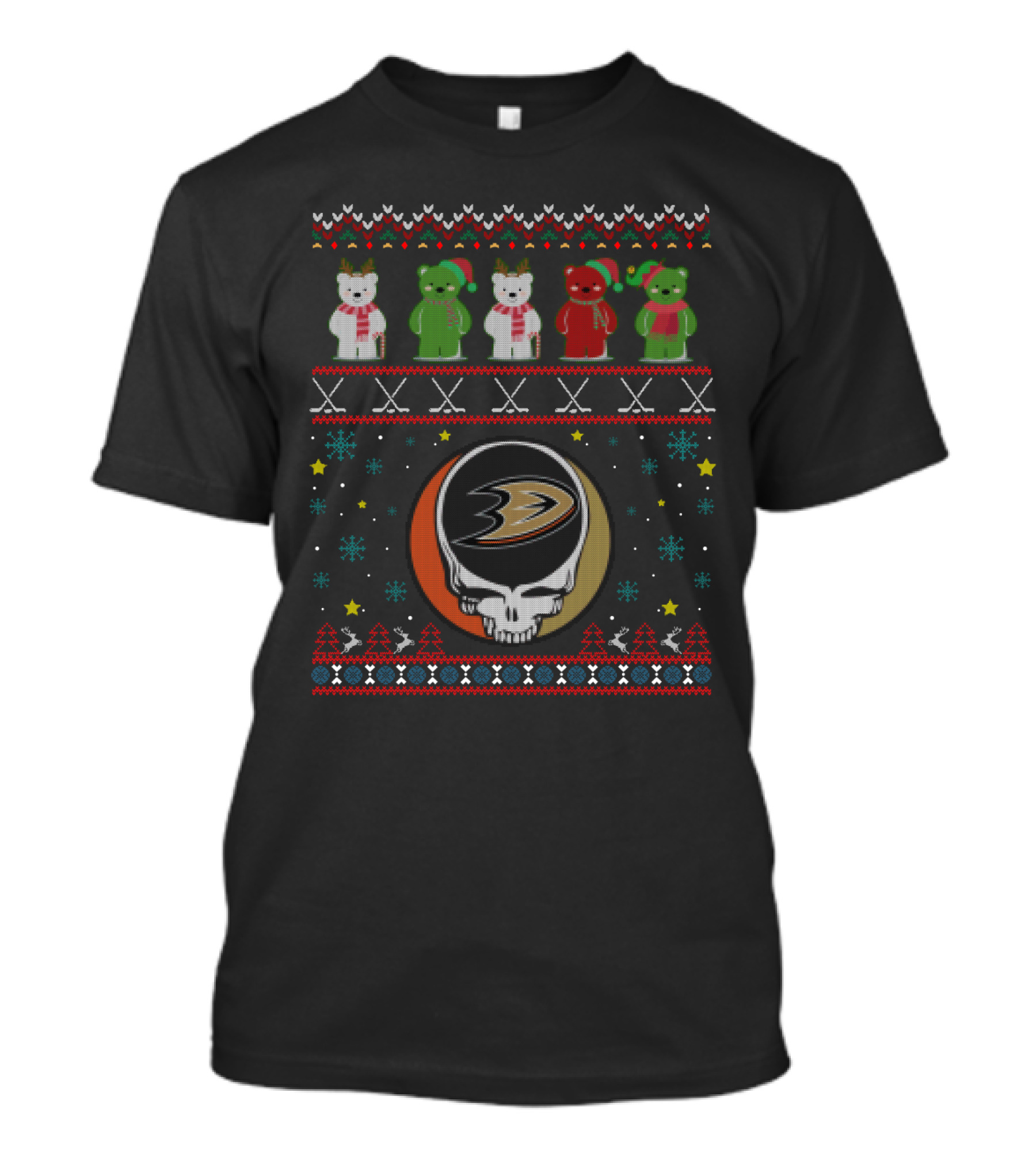 Anaheim Ducks Grateful Dead Bears Holiday T-Shirt