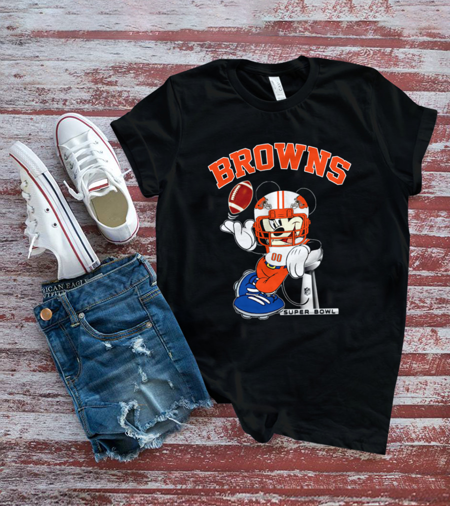 Browns Mickey Nfl Super Bowl Football T-Shirt