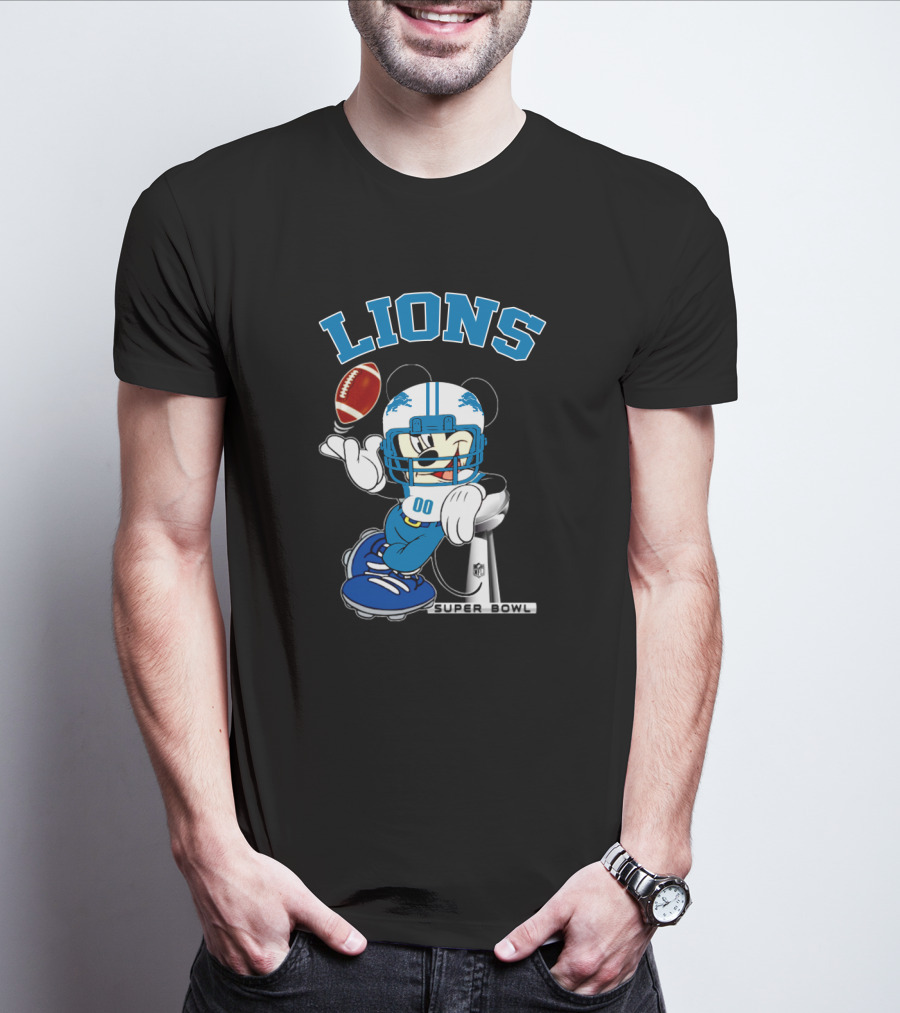 Lions Mickey Nfl Super Bowl Football T-Shirt