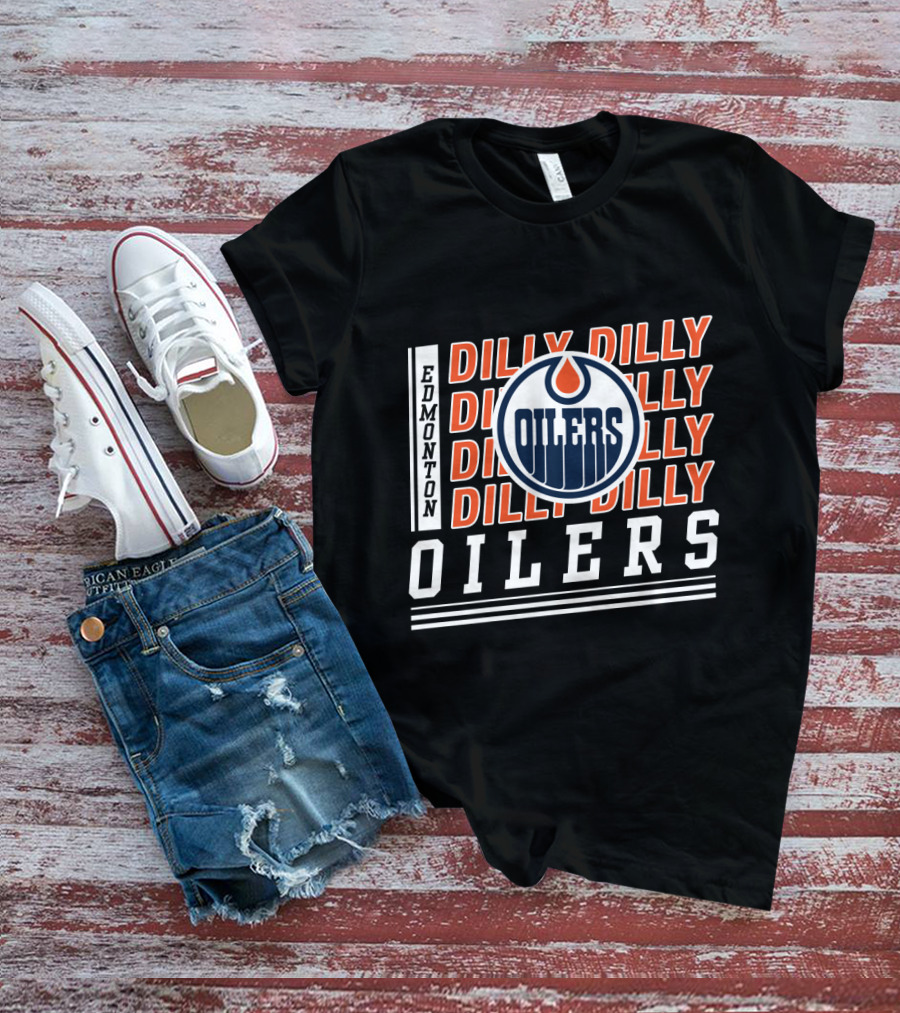 Edmonton Oilers Repeating Dilly Dilly Bold Text With Team T-Shirt