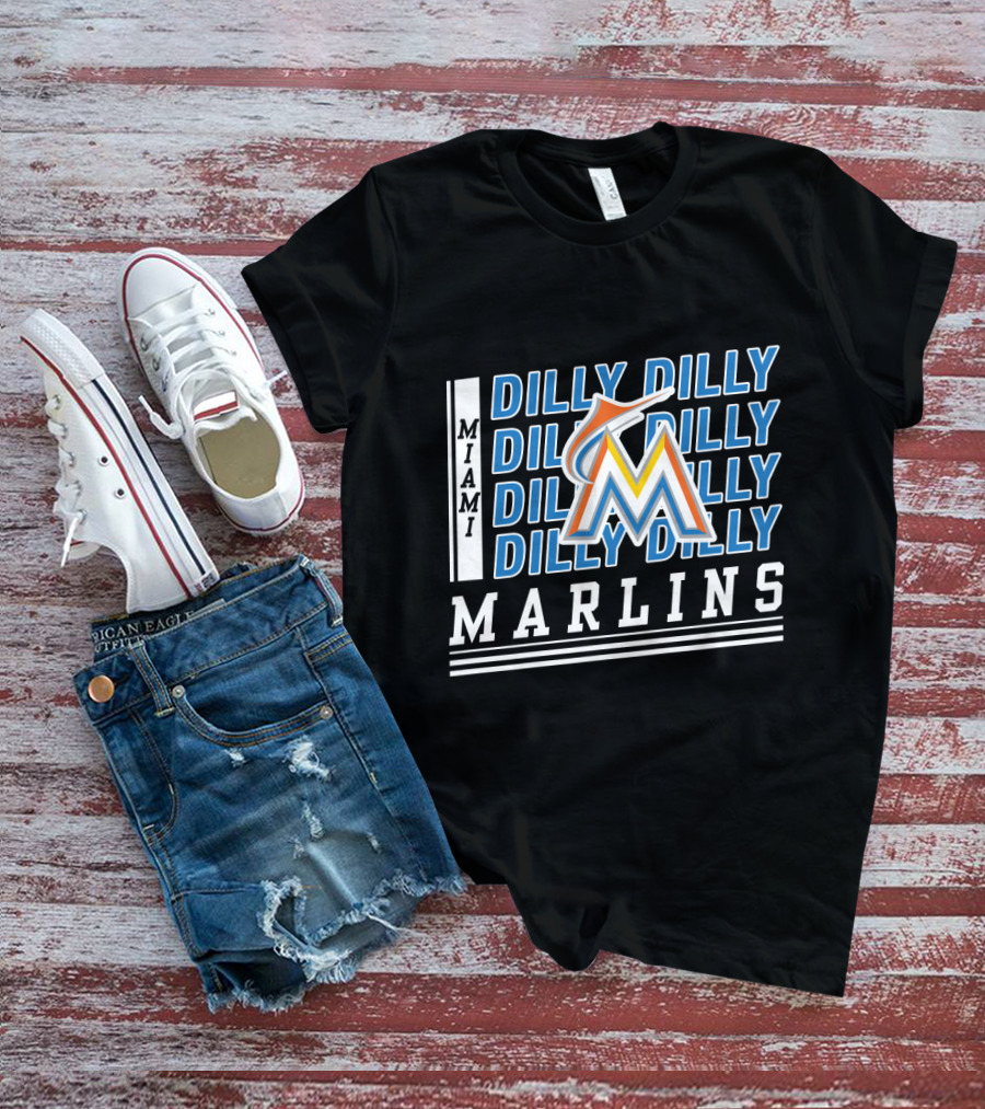Miami Marlins M Logo Dilly Dilly Baseball Catchphrase T-Shirt