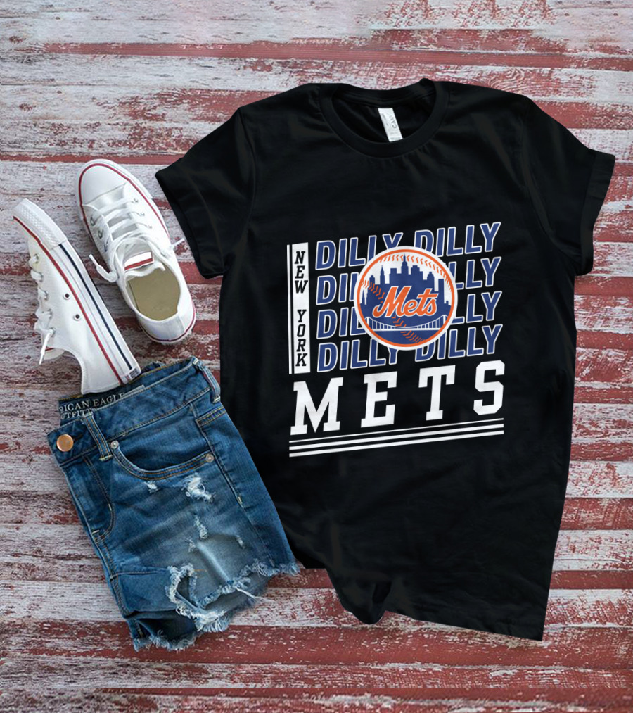 New York Mets Dilly Dilly Baseball Skyline T-Shirt