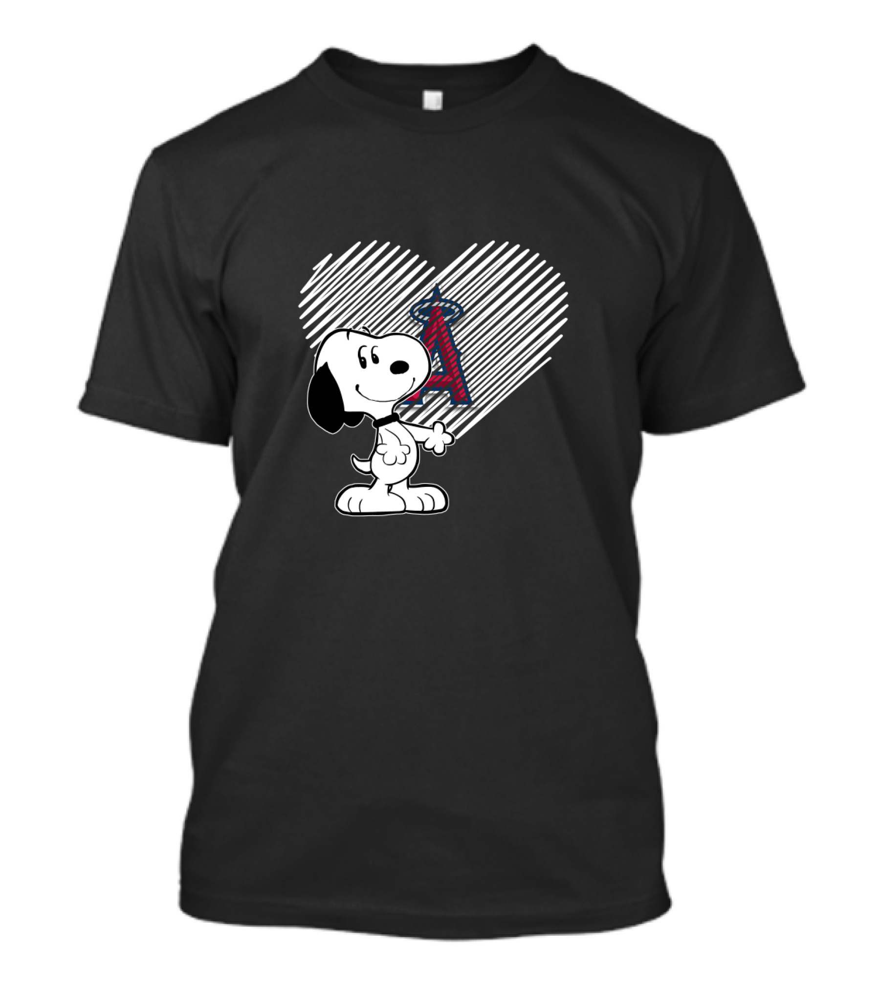 Snoopy With Los Angeles Angels Heart And Iconic T-Shirt