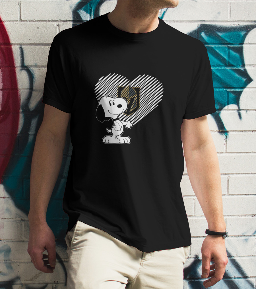 Snoopy Heart Logo Vegas Golden Knights Peanuts Hockey Fandom T-Shirt