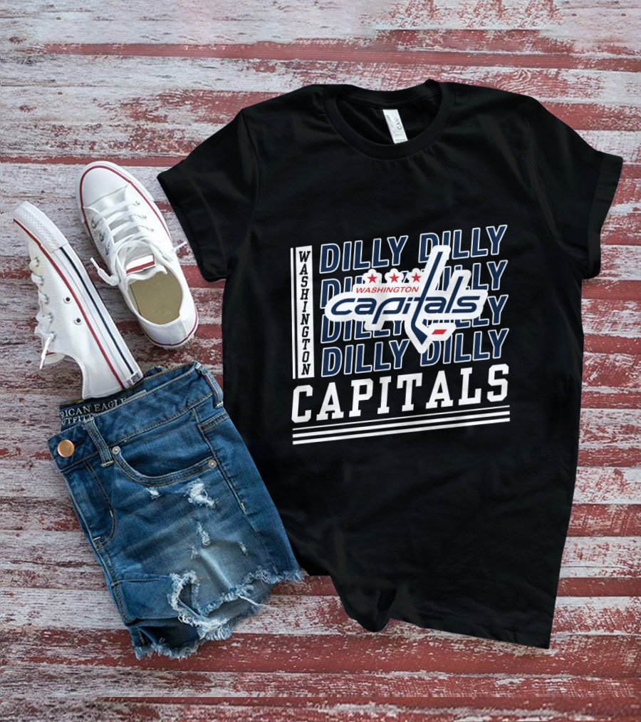 Washington Capitals Dilly Dilly Capitals Logo And Repeating Text T-Shirt