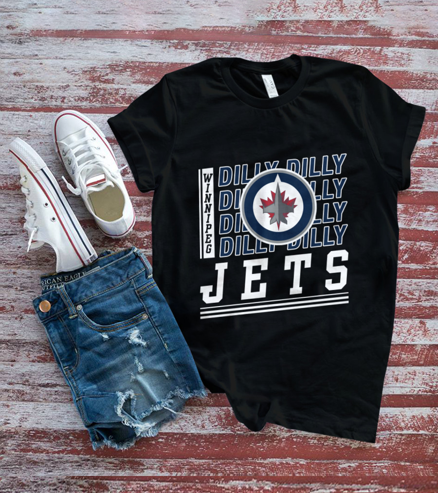 Winnipeg Jets Logo With Repeated Dilly Dilly Phrase T-Shirt
