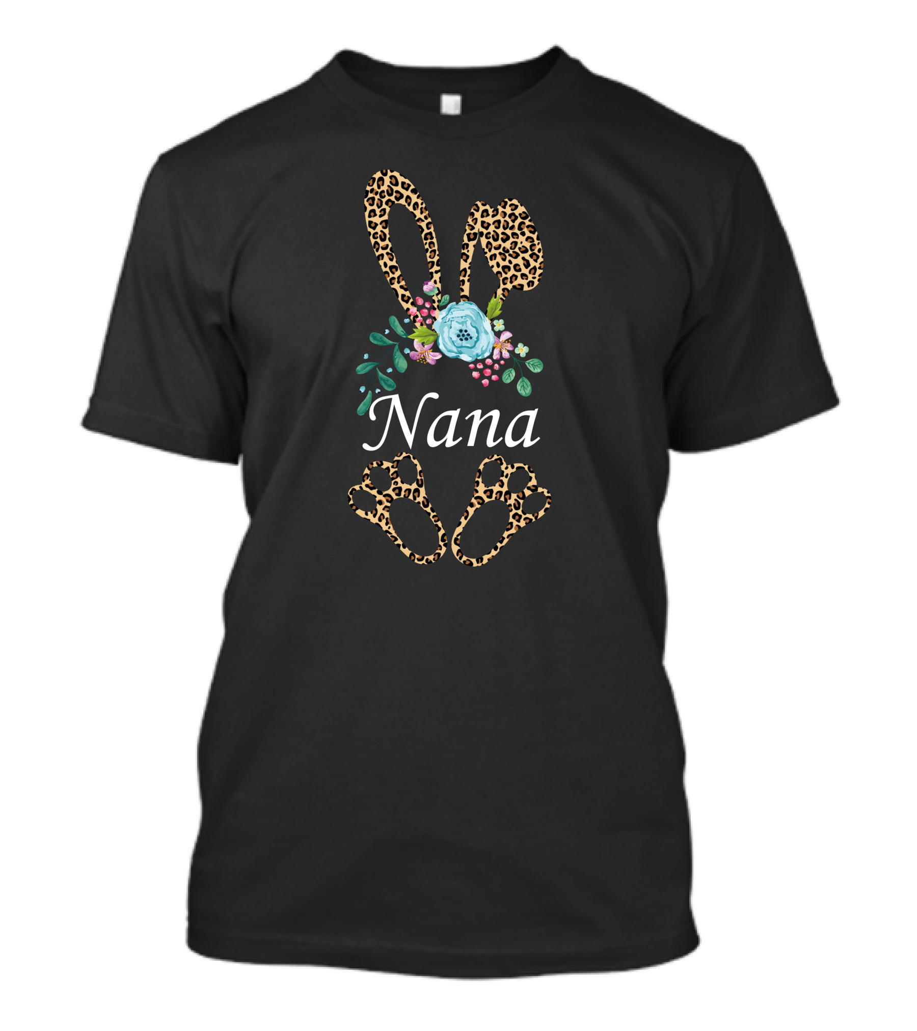 Nana Bunny Easter Flower Leopard Print T-Shirt
