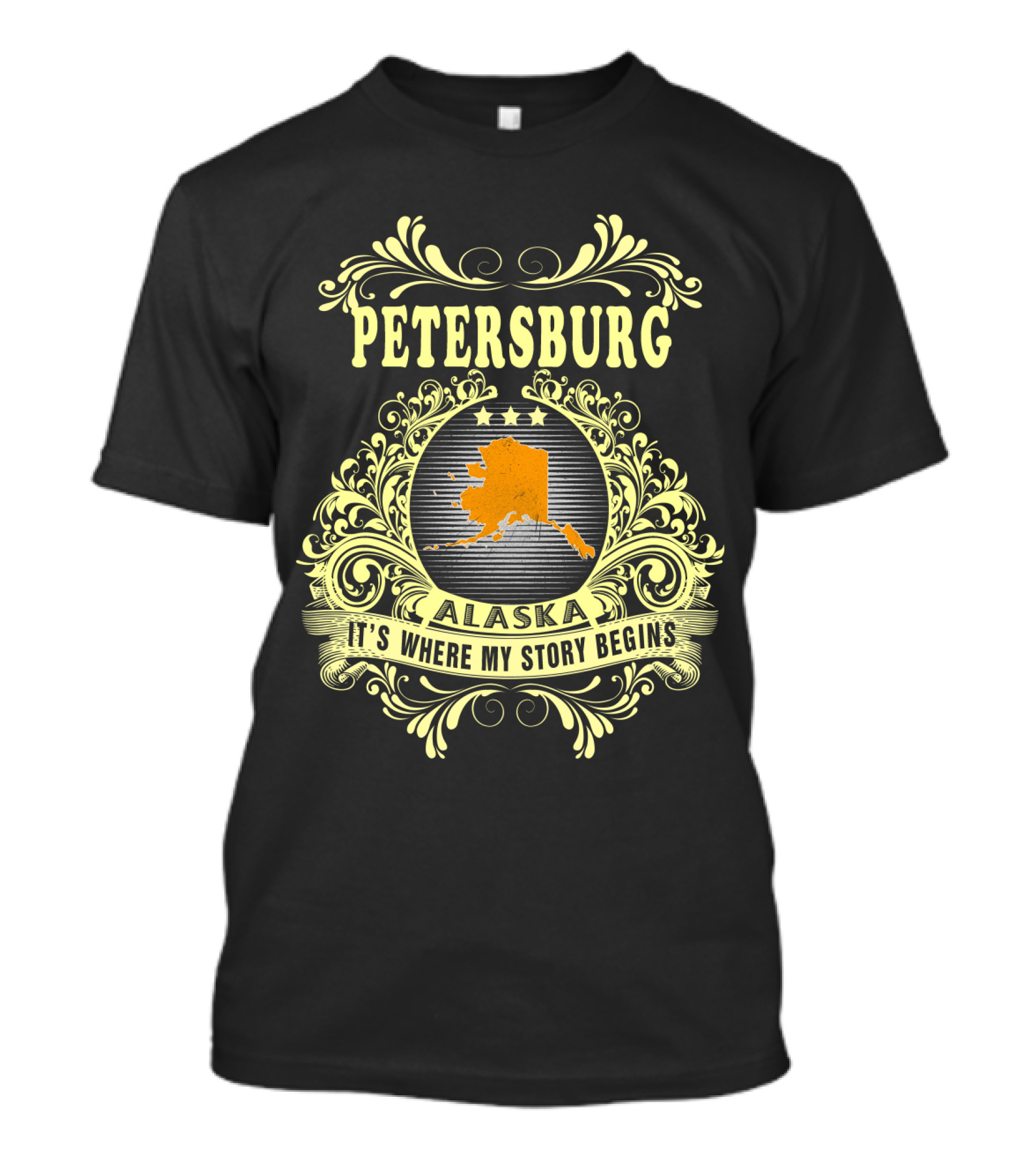 Petersburg Alaska It's Where My Story Begins Ornate Map T-Shirt